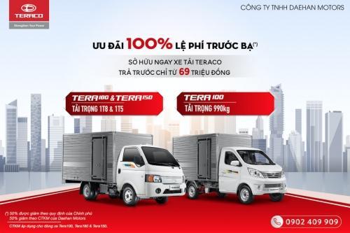 ƯU ĐÃI 100% PHÍ TRƯỚC BẠ – TRẢ TRƯỚC TỪ 69 TRIỆU SỞ HỮU NGAY XE TẢI TERACO